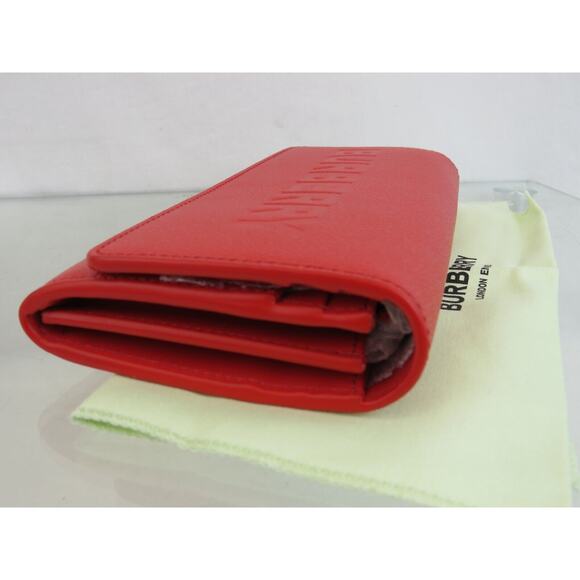 $680 BURBERRY PORTER RED LOGO EMBOSSED LEATHER FLAP CONTINENTAL - Picture 6 of 15